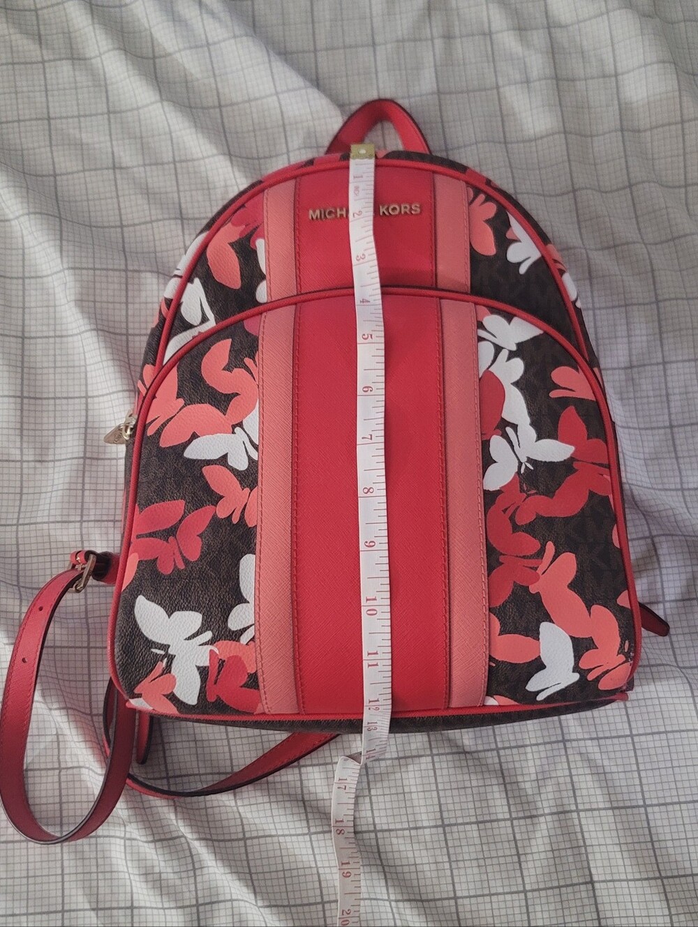 Michael Kors Coral & White Floral Signature Backpack